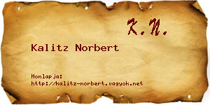 Kalitz Norbert névjegykártya